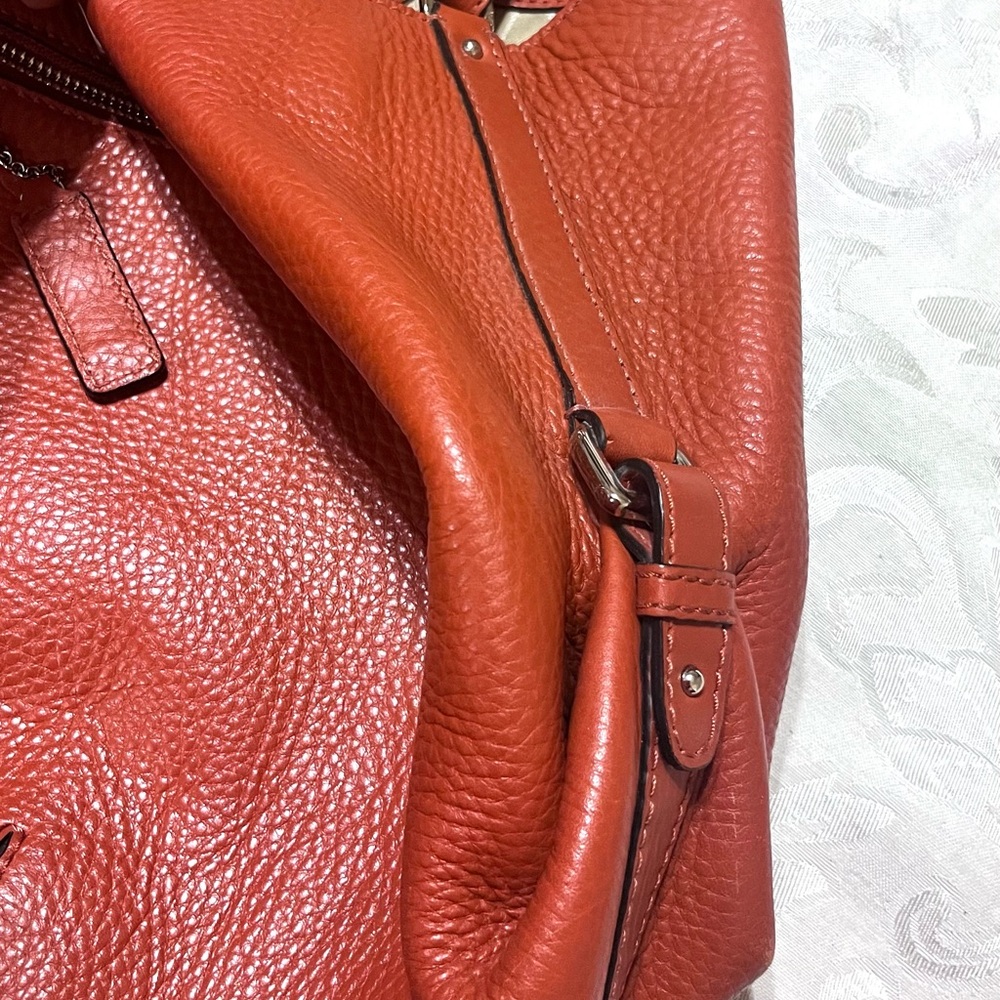 Cole Haan Large Burnt Orange Pebbled Leather Handbag Hobo Detachable Strap - Picture 12 of 12